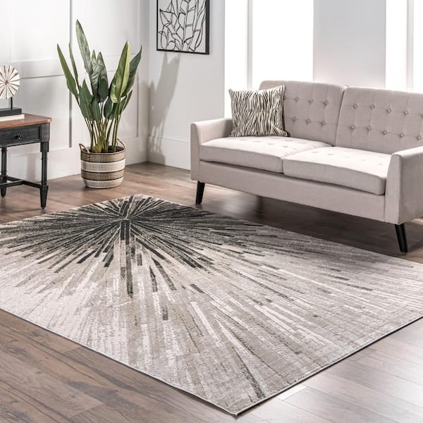 Amaya Beige 9 ft. x 12 ft. Abstract Area Rug