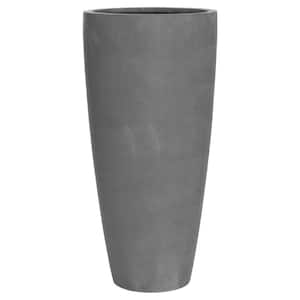 Extra-Large 39.4 in. Tall Grey Dax Fiberstone Indoor Outdoor Modern Round Tall Planter