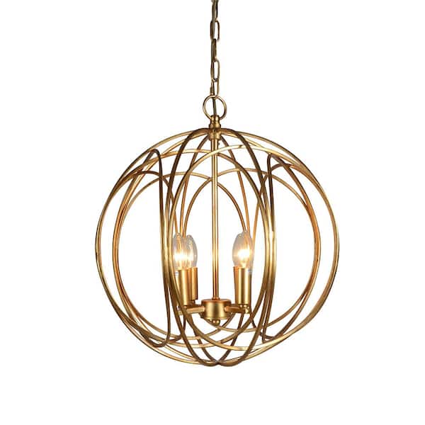 Unbranded 4-Light Gold Globe Chandelier with no Bulbs Included