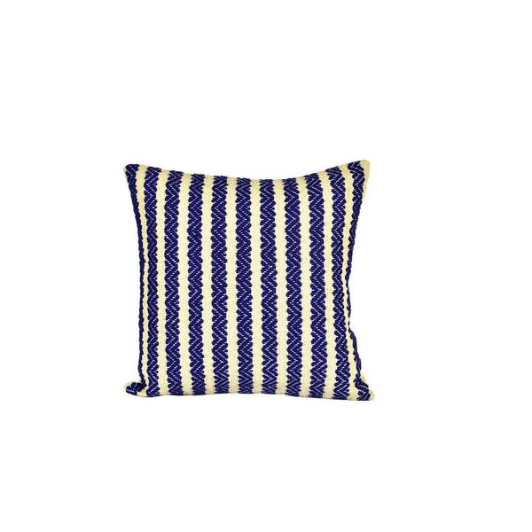 SPITIKO HOMES 100% Cotton Cushion Optic white/royal blue 18x18"