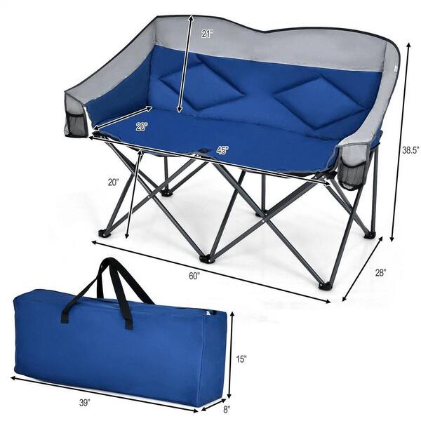 Misopily Blue Steel Folding Camping Chair with Bags and Padded