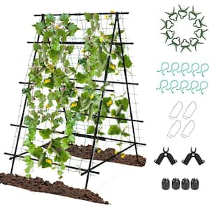 A-Frame or Rectangular 60 in. Garden Cucumber Trellis with Netting for Climbing Plants Outdoor
