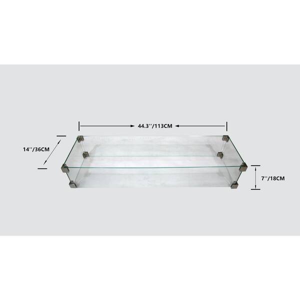 35 x 16 in. Glass Wind Screen, Fits Carlisle 52 x 32 in. Fire Pit Table