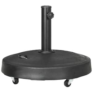 52 lbs. Resin Patio Umbrella Base with Wheels and Retractable Handles, 20.75 in . Round Umbrella Stand Holder in Black