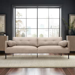 Michalina 84 in. Square Arm Fabric Rectangle Sofa in Beige