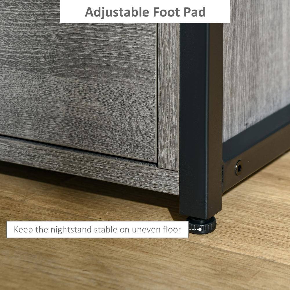 Industrial Chic Side Table with Dual Storage Drawers and Shelf