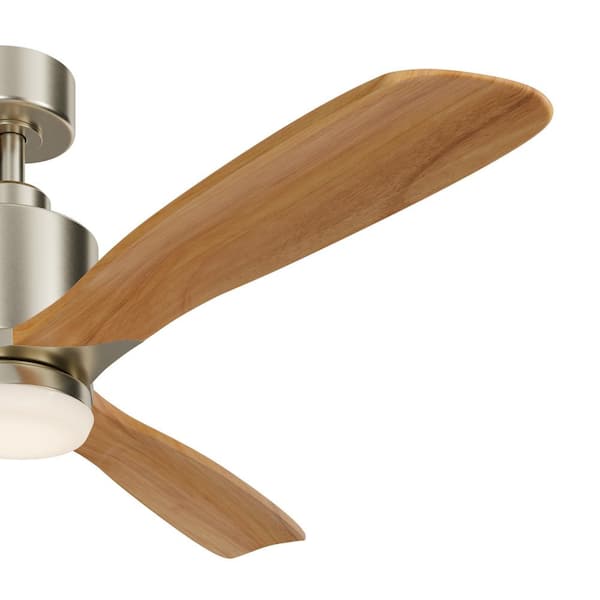 Ridley II 52 in. Indoor Brushed Stainless Steel Downrod Mount Ceiling Fan with Integrated LED with Wall Control Included