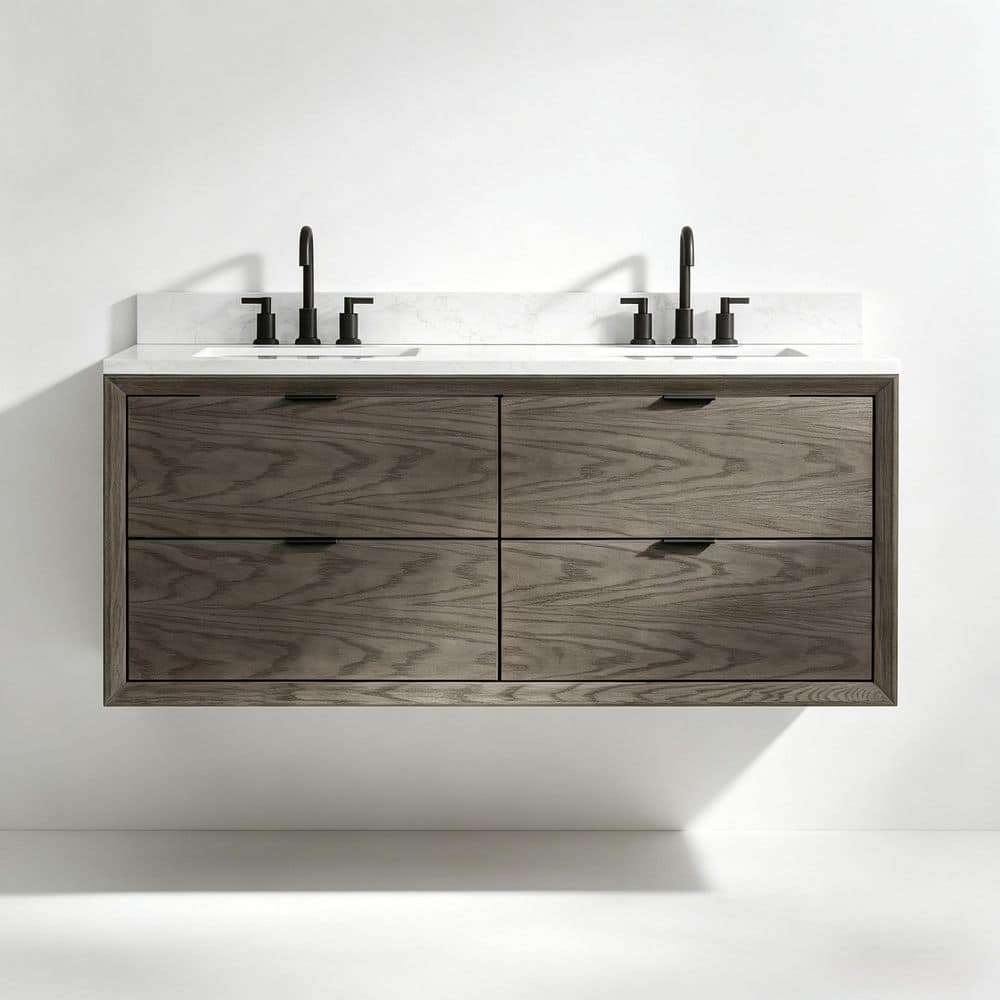 Legion Furniture WH2560-GO 60 in. Double Sink Sink Vanity Gray Oak
