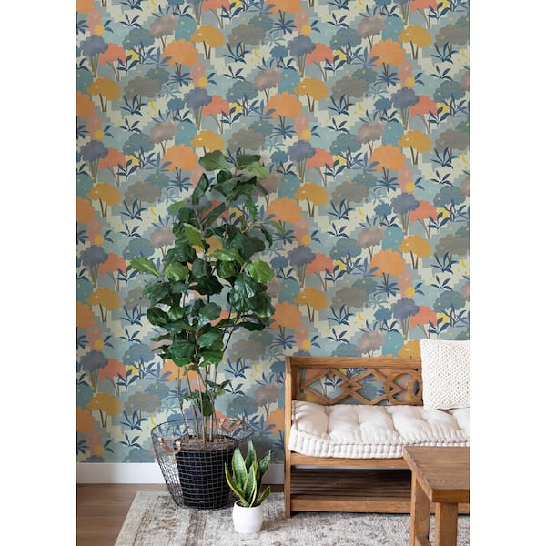 Blue Bohemian Walk Peel and Stick Wallpaper Sample