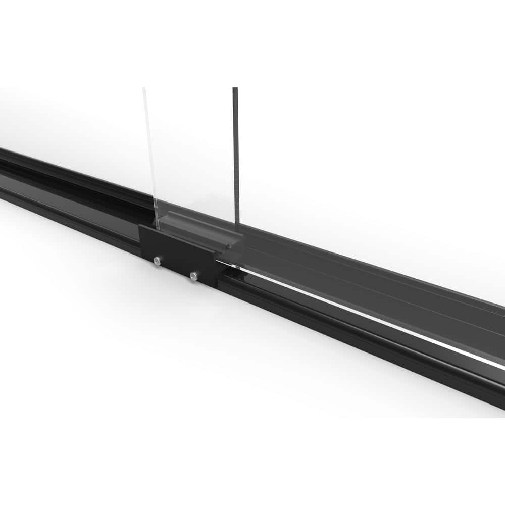 Matte Black Semi-Frameless Sliding Shower Door with Clear Glass Panels