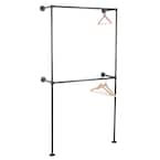 1/2 in. x 3.2 ft. L Black Pipe 2-Tier Wall Mounted Clothing Rack Kit