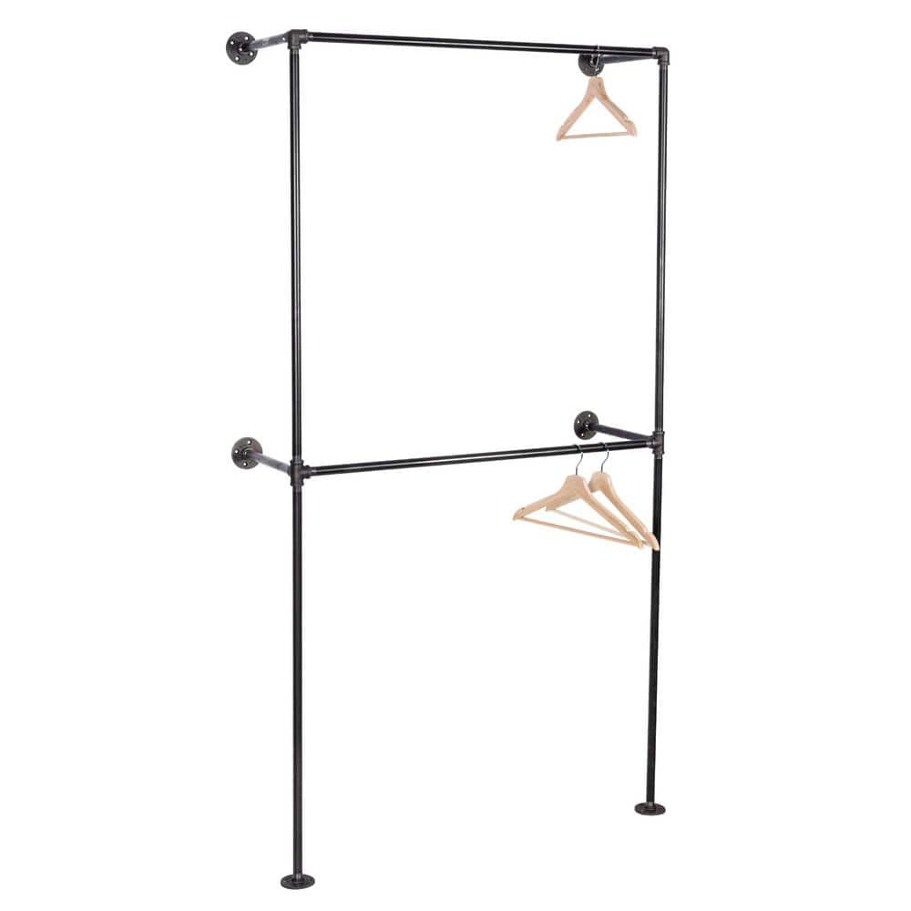 1/2 in. x 3.2 ft. L Black Pipe 2-Tier Wall Mounted Clothing Rack Kit price history on PriceWatchPro