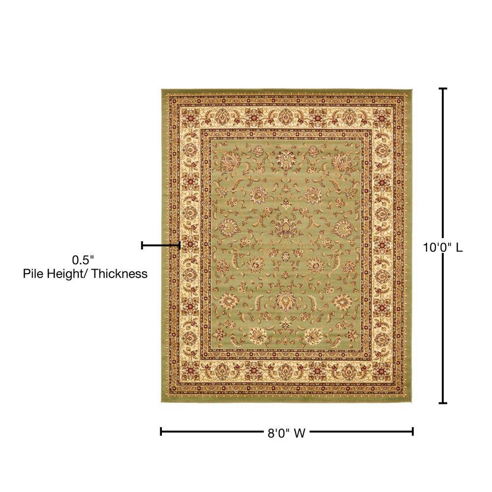Aditi Elegance Green Rectangular Indoor Area Rug (8' x 10')