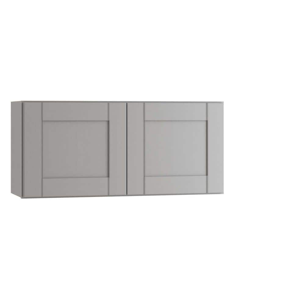 Contractor Express Cabinets Arlington Veiled Gray Plywood Shaker Stock Assembled Wall Bridge Kitchen Cabinet Soft Close 30 in W x 12 in D x 12 in H -  W3012-AVG
