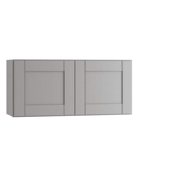 Arlington Veiled Gray Plywood Shaker Stock Assembled Wall Bridge Kitchen Cabinet Soft Close 36 in W x 12 in D x 18 in H