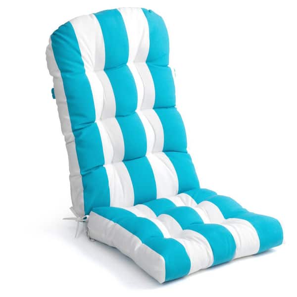 19.7 in. x 49.6 in. 1-Piece Outdoor Adirondack Chair Cushion Rocking Chair Cushions High Back in Blue and White Stripe