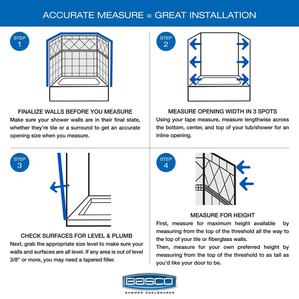Chrome and Rain Glass Semi-Frameless Bypass Tub Door