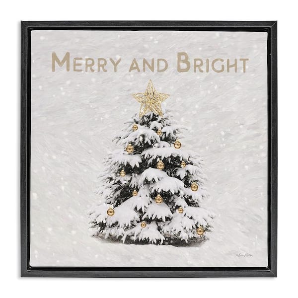 Stupell Industries Merry and Bright Scene by Lori Deiter 1-Piece Floater Frame Graphic Print Typography Poster Art Print 18 in. x 18 in.