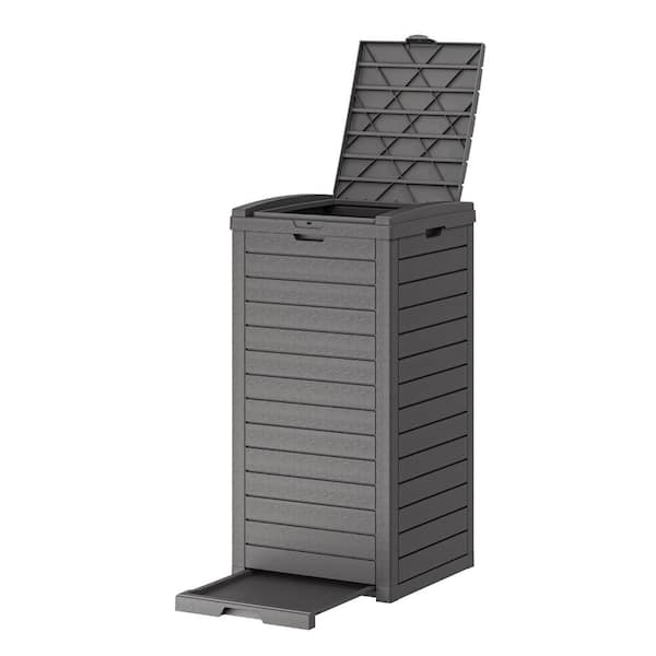 31 Gallon Plastic Outdoor Trash Can Outdoor Garbage Can for Patio,Garden & Deck