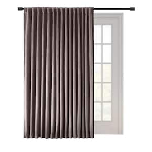 Premium Velvet Mauve Solid 100 in. W x 84 in. L Rod Pocket With Back Tab Room Darkening Curtain Patio Panel