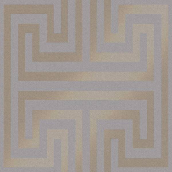 Graham & Brown Metallic Greek Key Grey Removable Wallpaper Sample