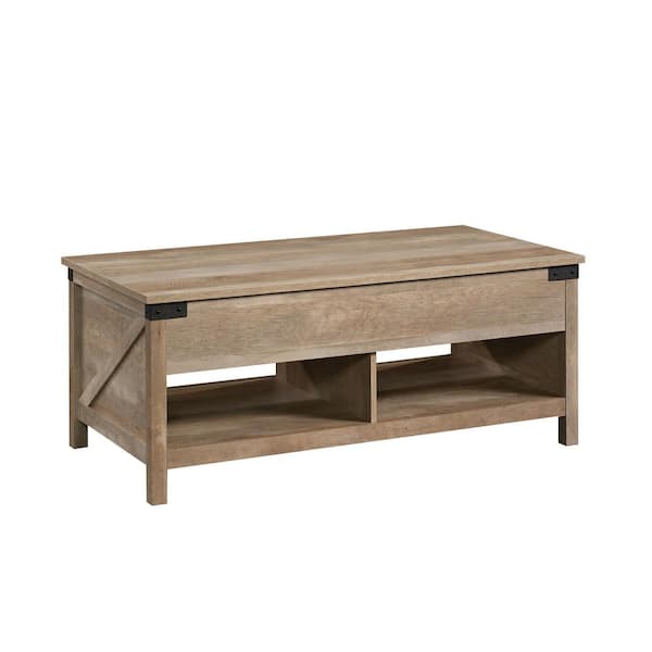 SAUDER Bridge Acre 46 in. Lintel Oak Rectangle Composite Top Coffee Table with Lift Top