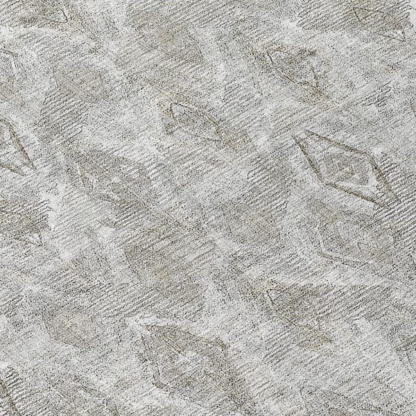 Silver, Gray, Pewter 9 ft. x 12 ft. Woven Geometric Polyester Rectangle Indoor/Outdoor Area Rug