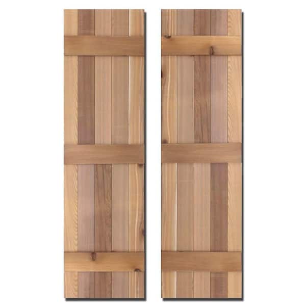 Design Craft MIllworks 15 in. x 64 in. Natural Cedar Board-N-Batten Baton Shutters Pair
