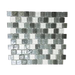 Geo Whistler Gray Square Mosaic 1 in. x 1 in. Textured Glass Wall and Pool Tile (0.84 Sq. ft./Sheet)