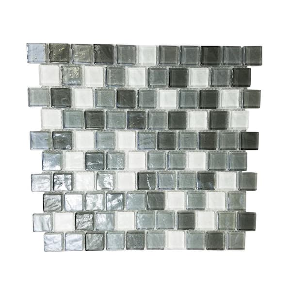 ABOLOS Geo Gray 12 in. x 12 in. Square Textured Glass Wall and Pool Mosaic Tile (1.68 Sq.ft./Case)