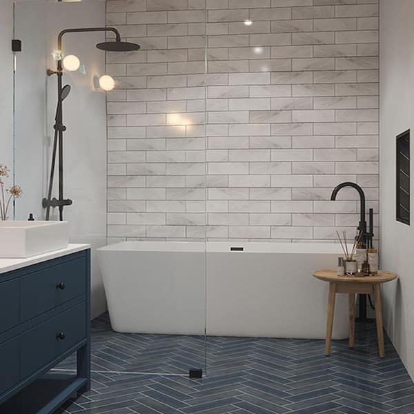 Typhoon Blue 3 in. x 18 in. Subway Gloss Porcelain Wall and Floor Tile (10.76 sq. ft./Case)