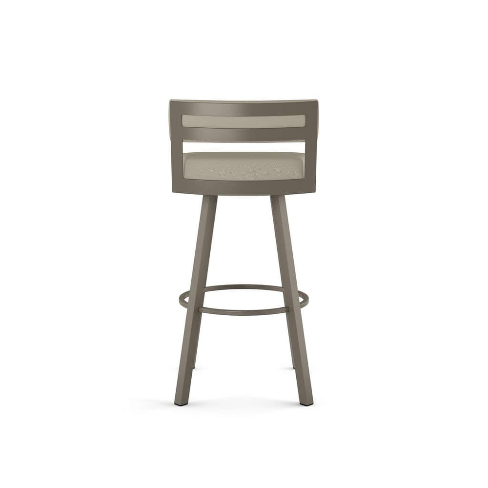 Greige Faux Leather 34'' Swivel Counter Stool with Grey Metal Frame