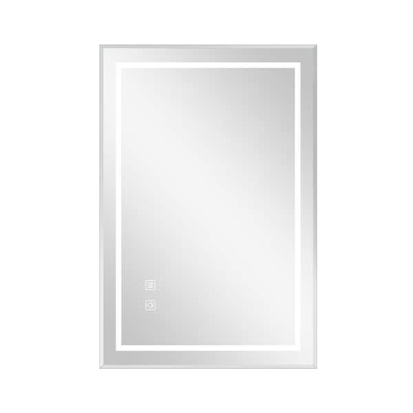 24 in. W x 35 in. H Rectangular Frameless Anti-Fog LED Wall Bathroom Vanity  Mirror