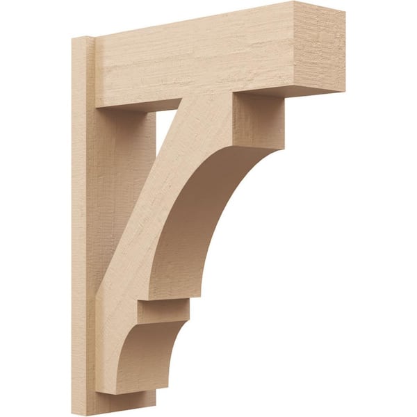 Ekena Millwork 8 in. x 32 in. x 24 in. Balboa Block Rough Cedar Woodgrain Timberthane Polyurethane Outlooker, Primed Tan
