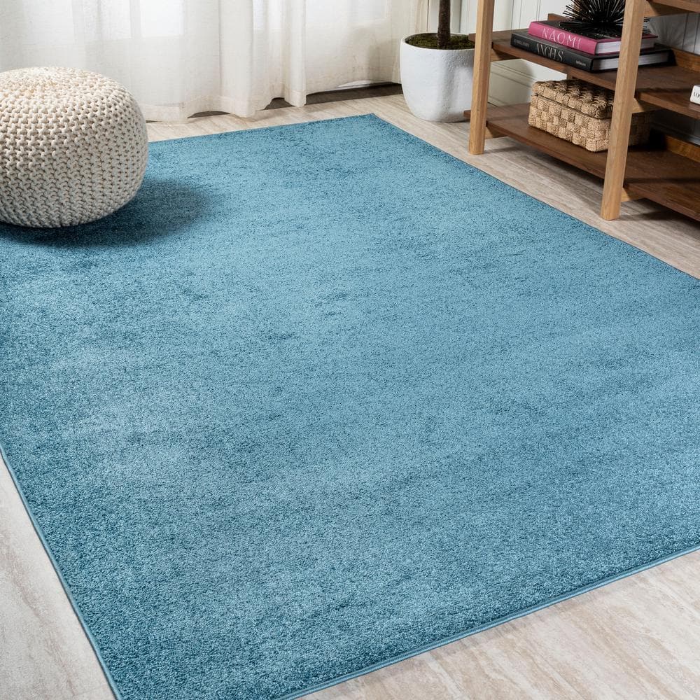 Haze Solid Low Pile Area Rug Turquoise