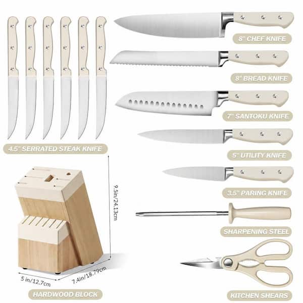 LAIFUCAM 14-Piece High Carbon Stainless Steel Kitchen Knife Set