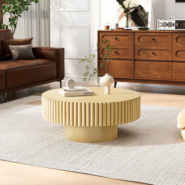 Noble House Drew 21.5 in. Brown Round Wood Coffee Table with