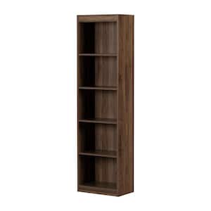 Axess 68.75 in. Tall Natural Walnut Particle board5-Shelf Narrow Bookcase