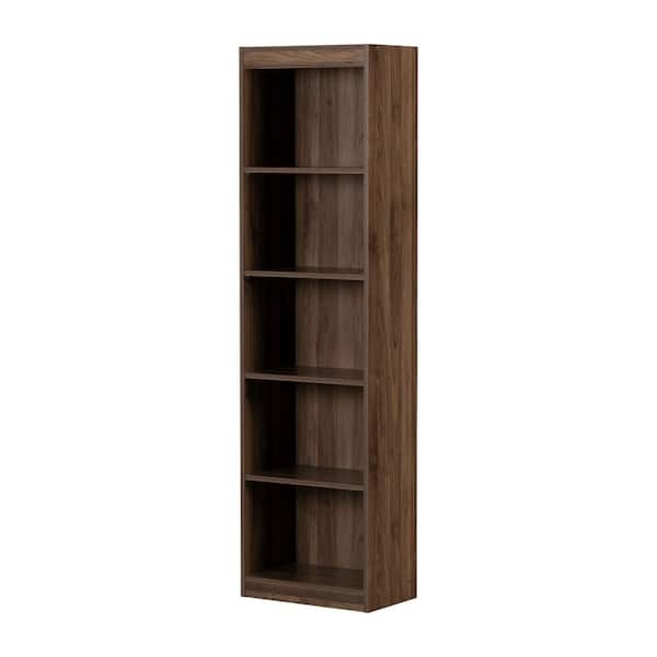 South Shore Axes 68.75 in. Tall Natural Walnut Particle board5-Shelf Narrow Bookcase