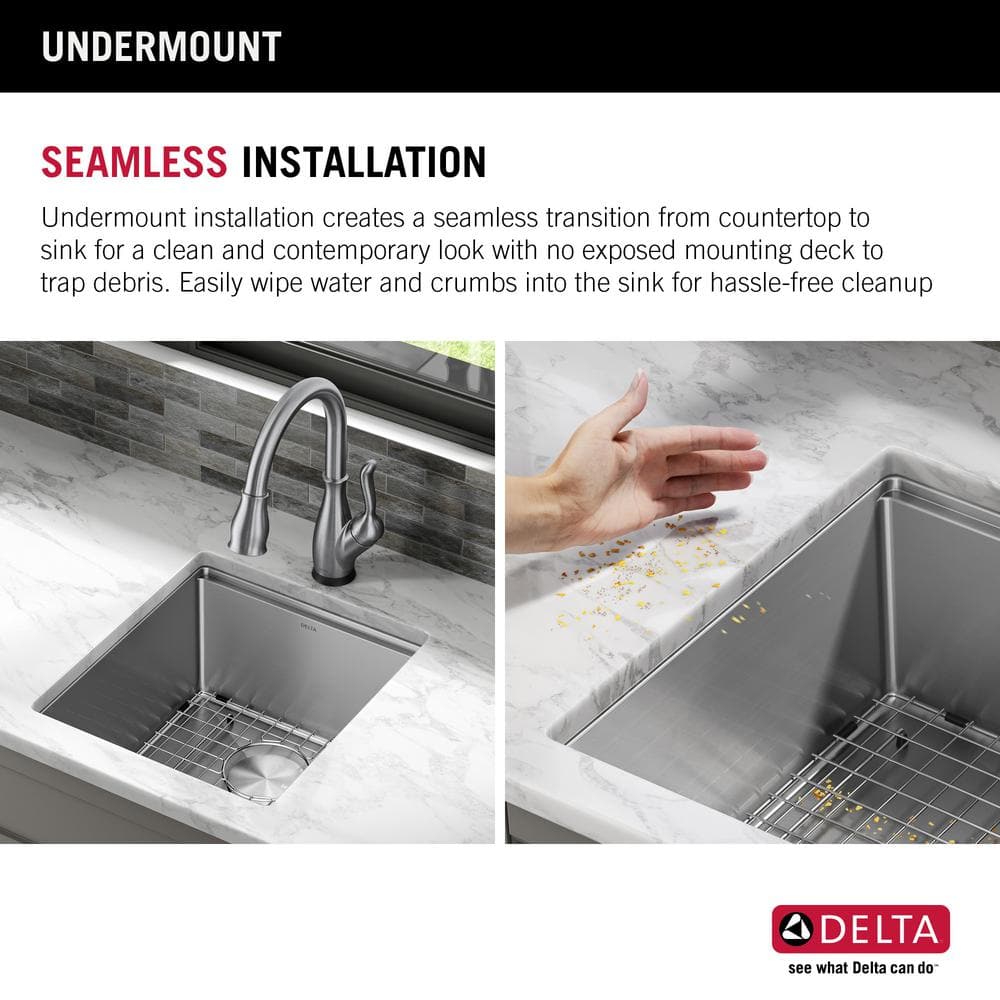 Delta 17" Stainless Steel Undermount Bar Prep Sink with WorkFlow Ledge