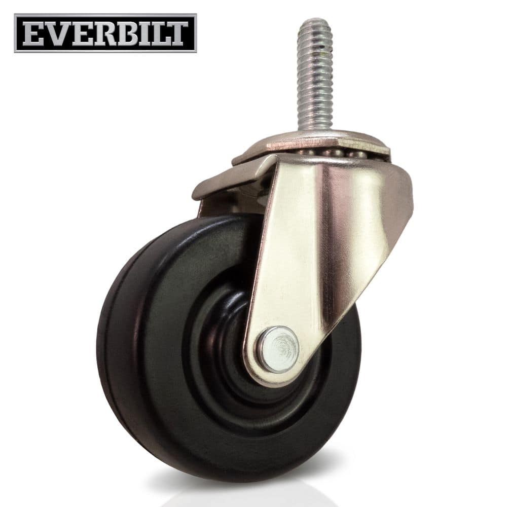 Everbilt 2 in. Black Soft Rubber and Steel Swivel Threaded Stem
