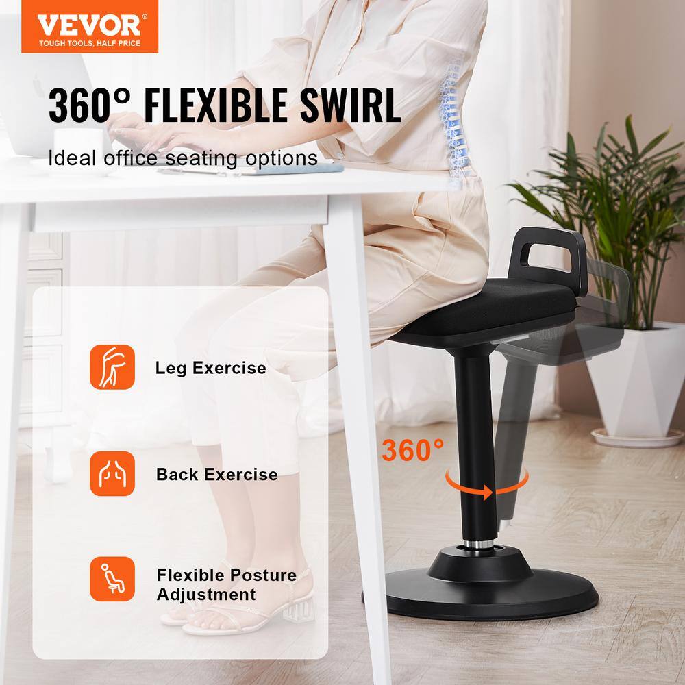 Black Adjustable Height Wobble Chair with Handle