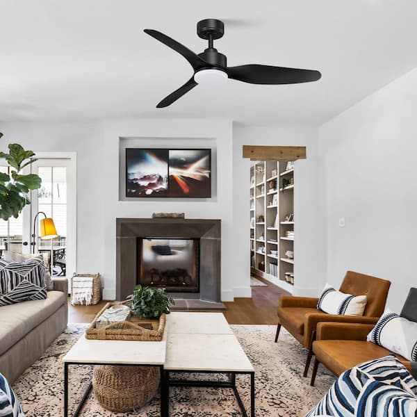 48 in. Smart Outdoor Indoor Black Ceiling Fans w/LED Lights and Remote,WIFI Alexa App Workable,Quiet DC Motor,Dimmable