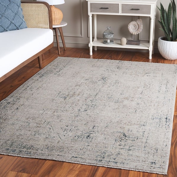 Antique Patina 4 ft. x 6 ft. Gray/Blue Border Distressed Marle Area Rug