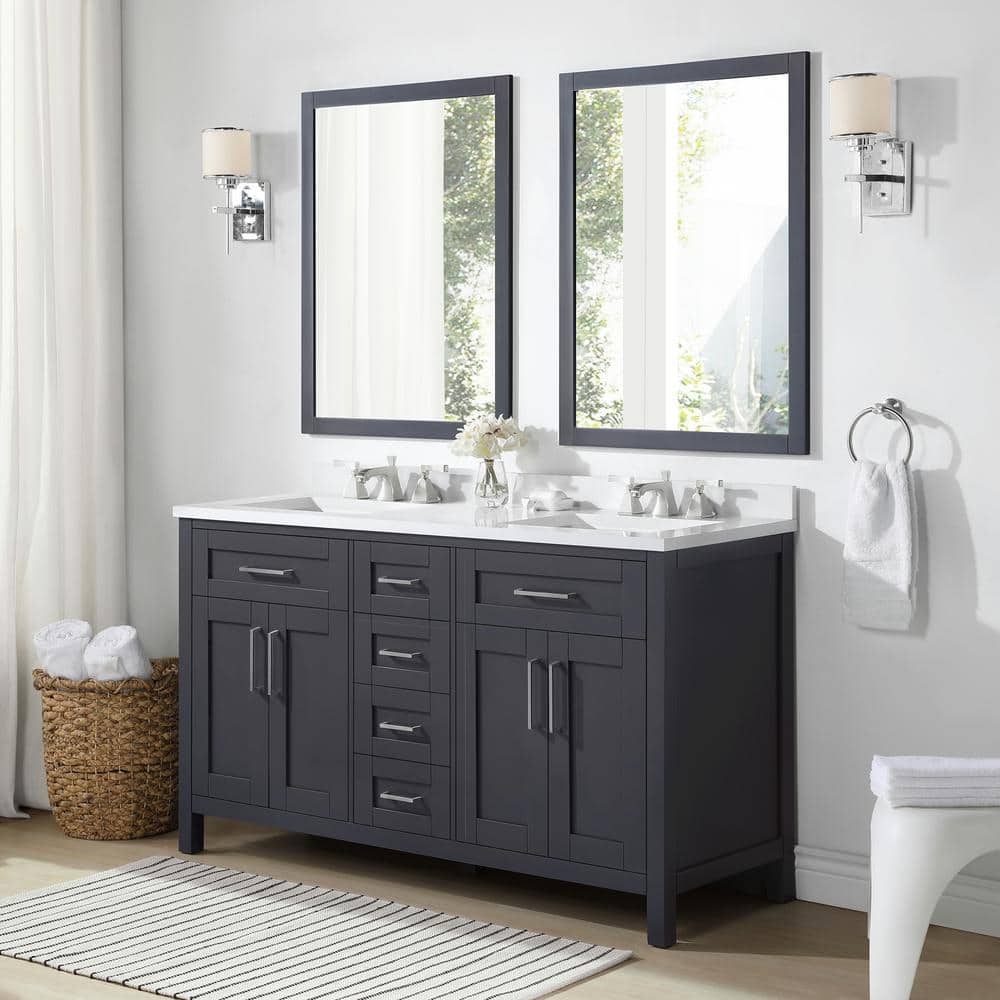 Tahoe Classic Dark Charcoal Solid Wood 28" x 36" Rectangular Wall Mirror