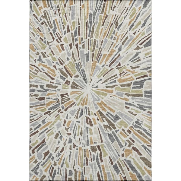 Mayfield Premium Machine Washable Abstract AMF2514 Ivory 10 ft. x 14 ft. Area Rug