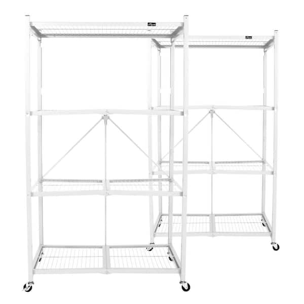 Orgami White 3-Tier Rolling Plastic Wire Shelving Unit (21 in. W x 60 in. H x 36 in. D)