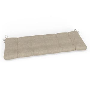 Solid Twill 56 in W x 5 in H Rectangular Outdoor Tufted Blown Bench Cushion with Ties 1-Count in Splash Wheat