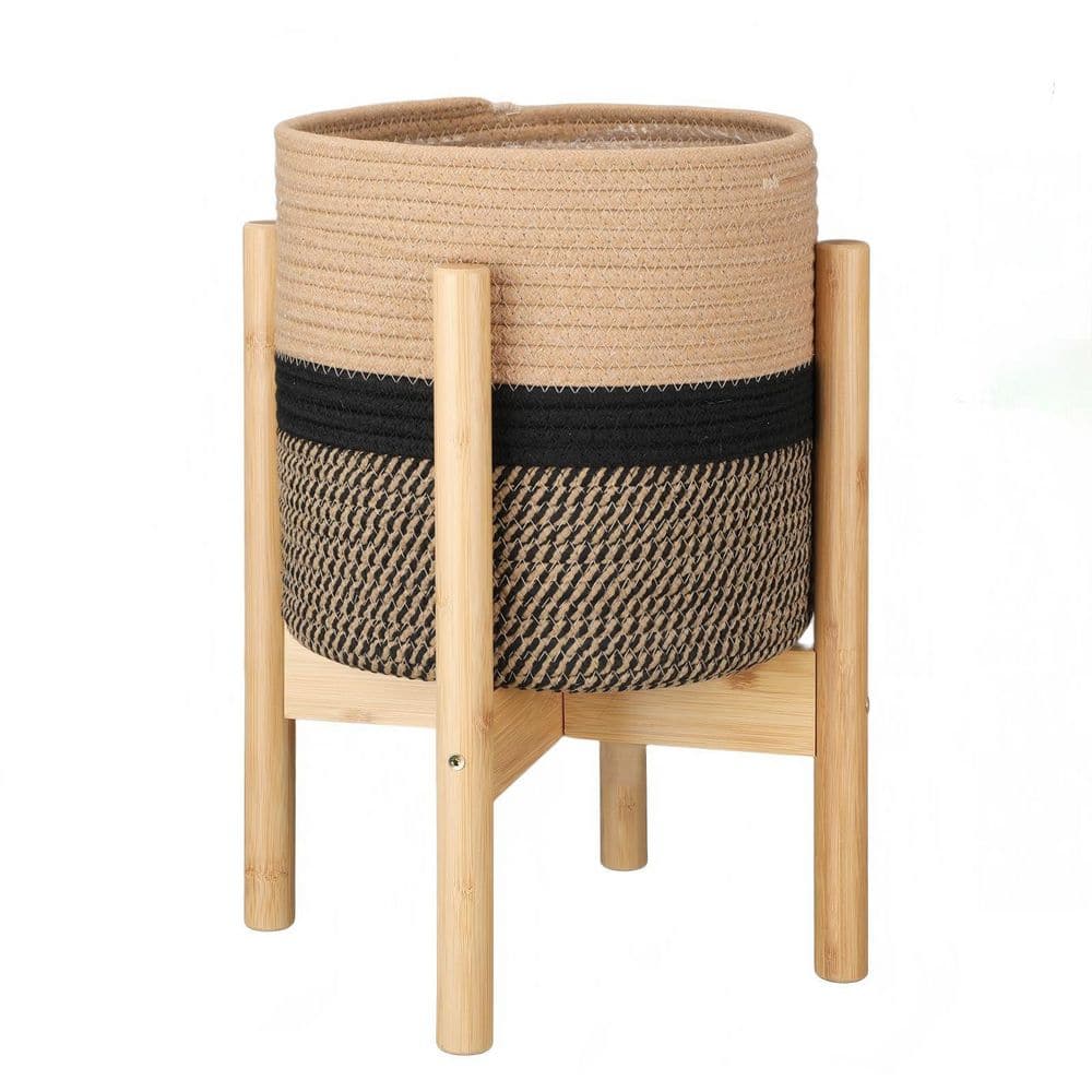 10 in. Cotton Plant Basket with Stand, Indoor Planter Pot Holder Sturdy Jute Rope Modern Woven Basket price history on PriceWatchPro