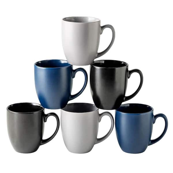 16 oz. Multi Color Dishwasher and Microwave Safe Ceramic Coffee Mugs with Handle (Set of 6)